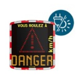 Panou radar indicare viteza alimentare hibrida si afisaj fata vesela/ trista si mesaj text (portocaliu)